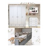 Koza %100 MDF Stella Beyaz Mega Takım 4 Kapılı Dolap & 90x190 Kapitoneli Karyola & Şifonyer
