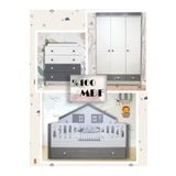 Koza %100 MDF Stella Gri Maxi Duvar Çatılı Bebek Odası Takımı
