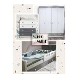 Koza %100 MDF Stella Gri Mega Takım 4 Kapılı Dolap & 90x190 Kapitoneli Yavrulu Karyola & Şİfonyer