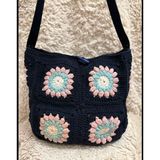 Koza Atelier Pembe Çiçek Detaylı Lacivert El Örgüsü Çanta - 00 Lacivert