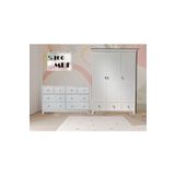 Koza Bohem %100 MDF Çizgili Desen 3 Kapılı Bebek & Çocuk Gardırop && Bonnie %100 MDF 8 Çekmeceli Şifonyer