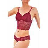Koza Bordo Renk Dantelli Bralet Takım Kırmızı 85B