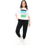 Koza Butik Kadın Büyük Beden Baskı Detaylı Eşofman Takımı 3695-23 Siyah 2XL