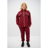 Koza Butik Kadın Büyük Beden Dik Yaka Fermuarlı Eşofman Takımı 8133-25 Bordo 2XL