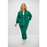 Koza Butik Kadın Büyük Beden Kapüşonlu Baskı Detaylı Eşofman Takımı 8136-25 Benetton Yeşil 3XL
