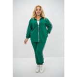 Koza Butik Kadın Büyük Beden Kapüşonlu Baskı Detaylı Eşofman Takımı 8136-25 Benetton Yeşil 4XL