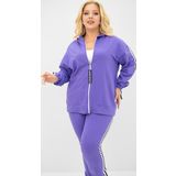 Koza Butik Kadın Büyük Beden Kapüşonlu Baskı Detaylı Eşofman Takımı 8136-25 Mor XL