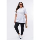 Koza Butik Kadın Büyük Beden Kısa Kollu Yan Düğüm Detaylı Bluz 2039-26 - Beyaz - 4XL
