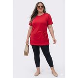 Koza Butik Kadın Büyük Beden Kısa Kollu Yan Düğüm Detaylı Bluz 2039-26 - Kırmızı - 2XL