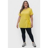Koza Butik Kadın Büyük Beden Kısa Kollu Yan Düğüm Detaylı Bluz 2039-26 - Sarı - 2XL