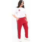 Koza Butik Kadın Büyük Beden Nakış İşleme Detaylı Eşofman Takımı 8120-25 Kırmızı 4XL