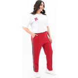 Koza Butik Kadın Büyük Beden Nakış İşleme Detaylı Eşofman Takımı 8120-25 Kırmızı XL