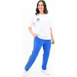 Koza Butik Kadın Büyük Beden Nakış İşleme Detaylı Eşofman Takımı 8120-25 Saks Mavi 4XL
