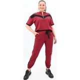 Koza Butik Kadın Büyük Beden Yarım Fermuarlı Eşofman Takımı 8109-24 Bordo XL