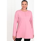 Koza Butik Kadın Düğme Detaylı Büyük Beden Bluz 1376-23 Pembe 4XL