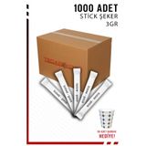 Koza End Baskısız Stick Şeker 3gr Kahve, Çay, Sıcak Meşrubat Şeker (1000 Adet) 50 Adet Karton Bardak Hediye!