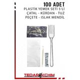 Koza End Lüks Plastik Yemek Seti Tek Kullanımlık Piknik Seti 5'li Kullan At Tekli Ambalajlı (100 Adet) Çatal TEDYEM03