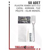 Koza End Lüks Plastik Yemek Seti Tek Kullanımlık Piknik Seti 5'li Kullan At Tekli Ambalajlı (50 Adet) Çatal TEDYEM04