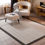 Koza Halı Fresco Ekru Siyah İskandinav Jüt Yıkanabilir Bordürlü Halı Kilim Balkon Teras Mutfak Halısı 23745A, 160 x 230 - 160 x 230 cm - Ekru - Siyah