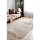Koza Halı Retro Krem Bej Tozumaz Geometrik Halı Yolluk Salon Koridor Balkon Teras Oturma Odası Halısı 19270A, 200 x 250 - 200 x 250 cm - Krem - Bej