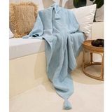 Koza Home 37121 160x220 cm Miel Mavi Kenarı Ponponlu Tek Kişilik Battaniye