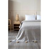 Koza Home Assos Bej Taş Yıkama Çift Kişilik Yatak Örtüsü 230x250 cm Desenli Tafta Kumaş ile Şık Tasarım - 230 x 250 cm