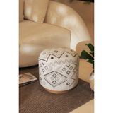 Koza Home Bliss Gri Etnik Desenli Krem Puf 45 x H 42 cm 4280 - 45 x 42