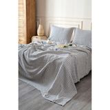 Koza Home Boho Waffle-Lacivert Tek Kişilik 160X240 Yatak Örtüsü 50X70 - 1 Ad Yastık Kılıfı 7039A - 160 x 240 cm