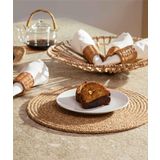 KOZA HOME Cesta Amerikan Servis El Yapımı Pamuklu Natural Jüt Örme Düz Yuvarlak Supla 37x37cm
