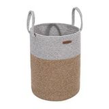 Koza Home Cesta Kulplu El Yapımı Pamuklu Natural Gri Hasır Dekoratif Sepet 36cmx42cm 9016