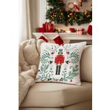 Koza Home Charm Kurşun Asker Baskılı Beyaz Kırlent 43x43 35264A