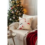 Koza Home Charm Noel Temalı Özel Renkli Baskılı Bej Kırlent 43x43 35265A