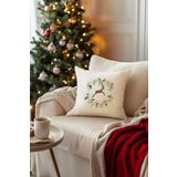 Koza Home Charm Renkli Geyik Baskılı Beyaz Kırlent 43x43 35257A