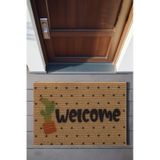 Koza Home Coco Welcome Kaktüs Paspas Dış Kapı Paspası Kıl Kapı Önü Paspası Naturel