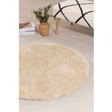 Koza Home Douro Shaggy Banyo Paspası Bej Kaydırmaz Taban Daire 100 x 100 cm