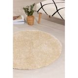 Koza Home Douro Shaggy Banyo Paspası Bej Kaydırmaz Taban Daire 80x80 cm