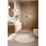 Koza Home Evra Kare Dokulu Kabartmalı Yumuşak Krem Kaymaz Banyo Paspası Daire 80 x 80