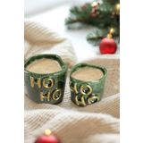 Koza Home Gleam Yeşil Seramik El Yapımı Mug & Türk Kahvesi Karışık 2li Set Altın Kaplama Ho-Ho Kabartmalı 2154