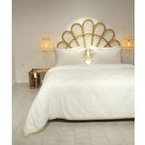 Koza Home Glow Tencel Saten Çift Kişilik Optik Beyaz Gold Biye Nevresim Takımı 4 Adet Yastık + 240x260 Çarşaf + 200x220 Nevresim