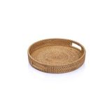 Koza Home Meander El Yapımı Yuvarlak Küçük Boy Rattan Çok Amaçlı Kulplu Tepsi 30CM 8982
