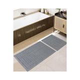 Koza Home Medea Gri 2li Pamuk Kare Desenli Banyo Paspas Takımı 60x100 60x50 8596
