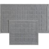 Koza Home Medea Kare Desenli Banyo Paspas Takımı 2'li Set Pamuk Gri 8596 - 60 x 100-60 x 50