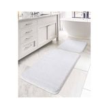Koza Home Mino Kaydırmaz Taban Beyaz 2'li Banyo Paspası 60 x 100-50 x 60, Beyaz
