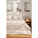 Koza Home Palm Bej Çift Kişilk Nakışlı Keten Nevresim Takımı 2503 - 200 x 220 cm