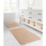 Koza Home Segura Peluş Bej Kaydırmaz Taban 2'li Banyo Paspası 60 x 100-50 x 60, Bej