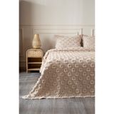 Koza Home Sitra Bej Çift Kişilik Püsküllü Çeyiz Yatak Örtüsü 230x250 2 Yastık 50x70
