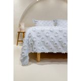 Koza Home Sitra Gri Çift Kişilik Püsküllü Yatak Örtüsü 230x250 cm Pamuk Desenli 2 Yastık ile Şık Tasarım - 230 x 250 cm