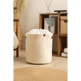 Koza Home Tidy Pamuk Havlu Kumaş Büzgülü Çamaşır Sepeti (37X40CM) 6016 - 37 x 40 cm - Natürel