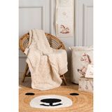 Koza Home Toffy Bej Damalı Örgü Akrilik Tek Kişilik Bebek Çocuk Battaniyesi 100X100 - Krem - Kahve