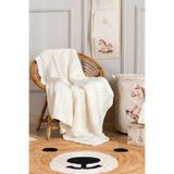 Koza Home Toffy Krem Örgü Akrilik Tek Kişilik Bebek Çocuk Battaniyesi 100X100